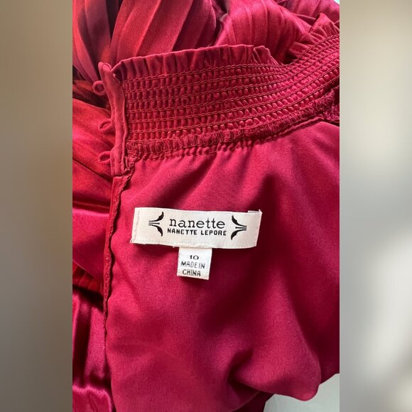 SaksFifthAvenue Nanette Lepore Midi Dress Pleated Blouson Dress - Picture 11 of 11